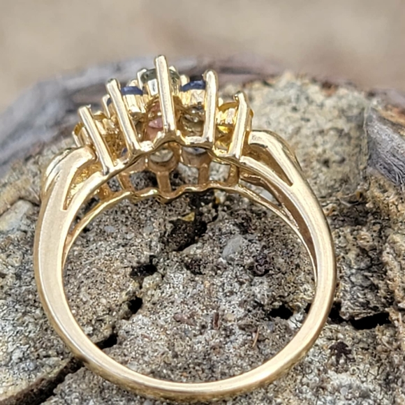 14k Beautiful multicolored gemstone ring - Picture 4 of 7